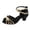 Black, variant on Women's Latin Dance Sandals Open Toe Strappy Slip on Heeled Ballroom Tango Party Prom Comfortable Sequin Dance Shoes Silver Size 9