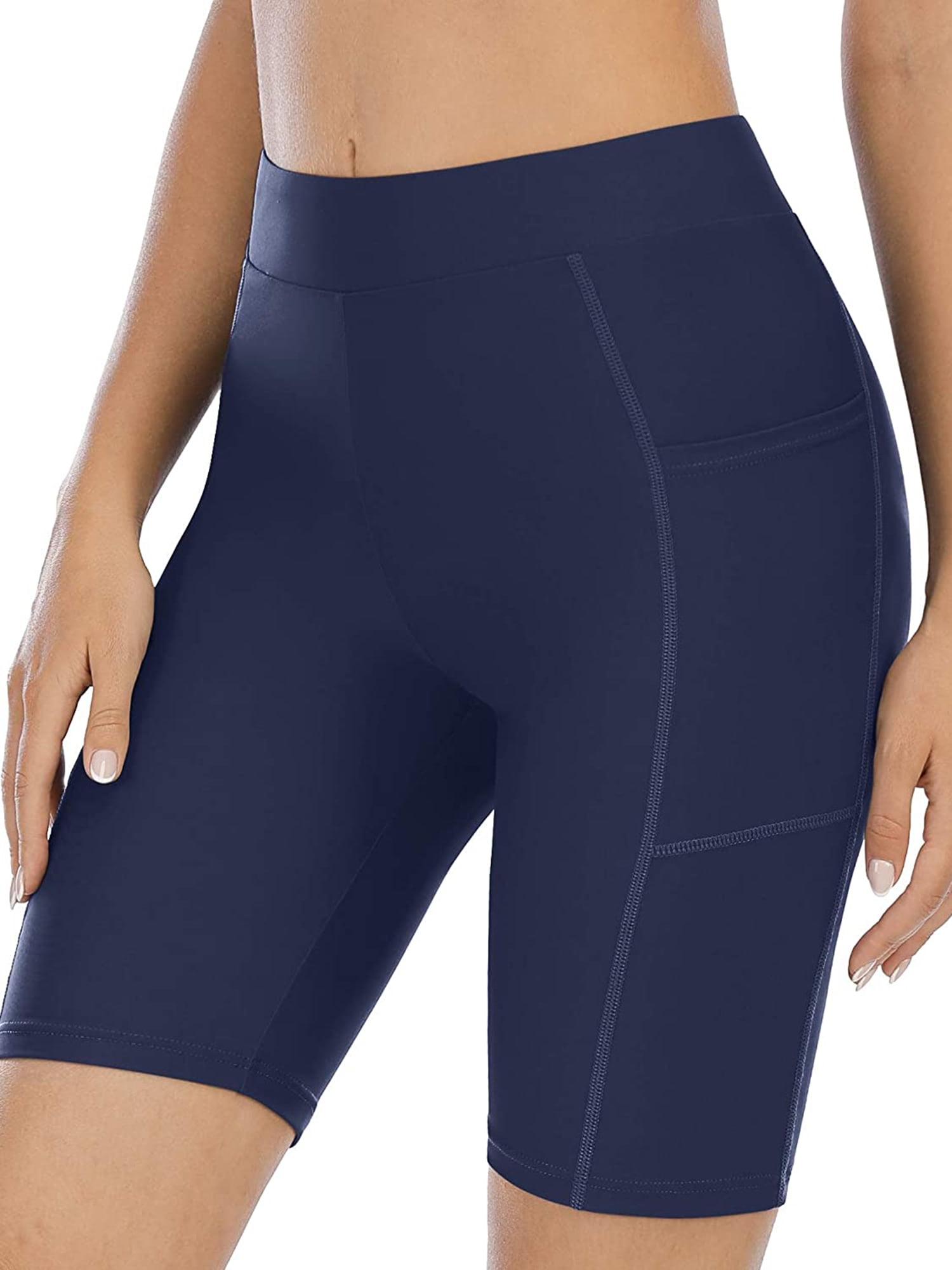 Anfilia Women's High Waisted Swim Bottoms Long Board Swim Shorts With