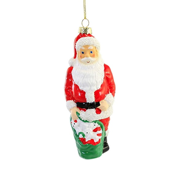 Holiday Ornament Santa W/ Toy Bag Blow Mold Christmas Tree Retro Vintage Go8880