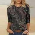 thumbnail image 2 of Uootdi Sleeves Trendy Casual Shirt Abstract Pattern Tee for Daily Wear Office Outfits Multi Color Options Dark Gray Womens Tops, 2 of 9
