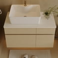 thumbnail image 6 of 32" Multi-layer Solid Wood Compact Freestanding Cabinet, Bathroom Storage Unit with Soft Close Drawer, Modern Small Bathroom Vanity with Ceramic Sink for Bathroom Organization, White,Wood, 6 of 9