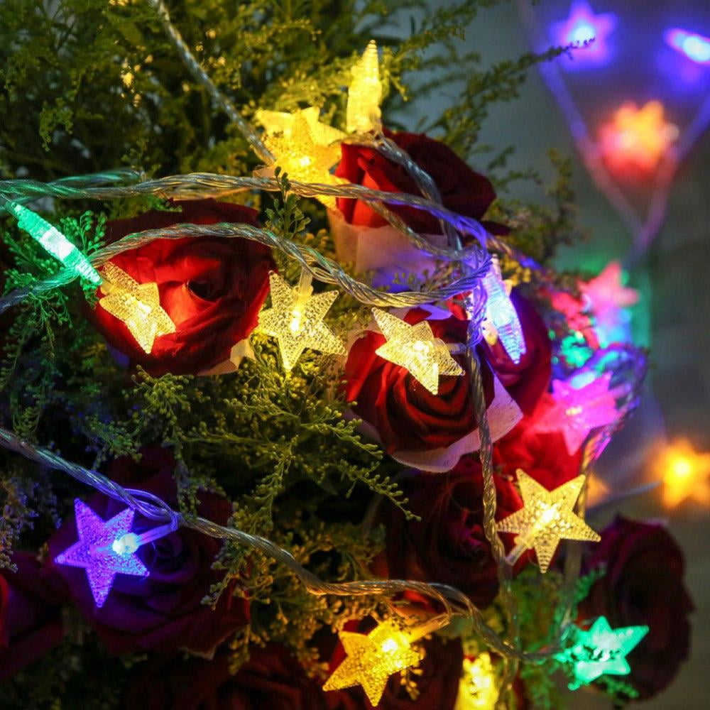 20 LED Star String Lights Outdoor, 10 Ft Battery Powered Star Twinkle