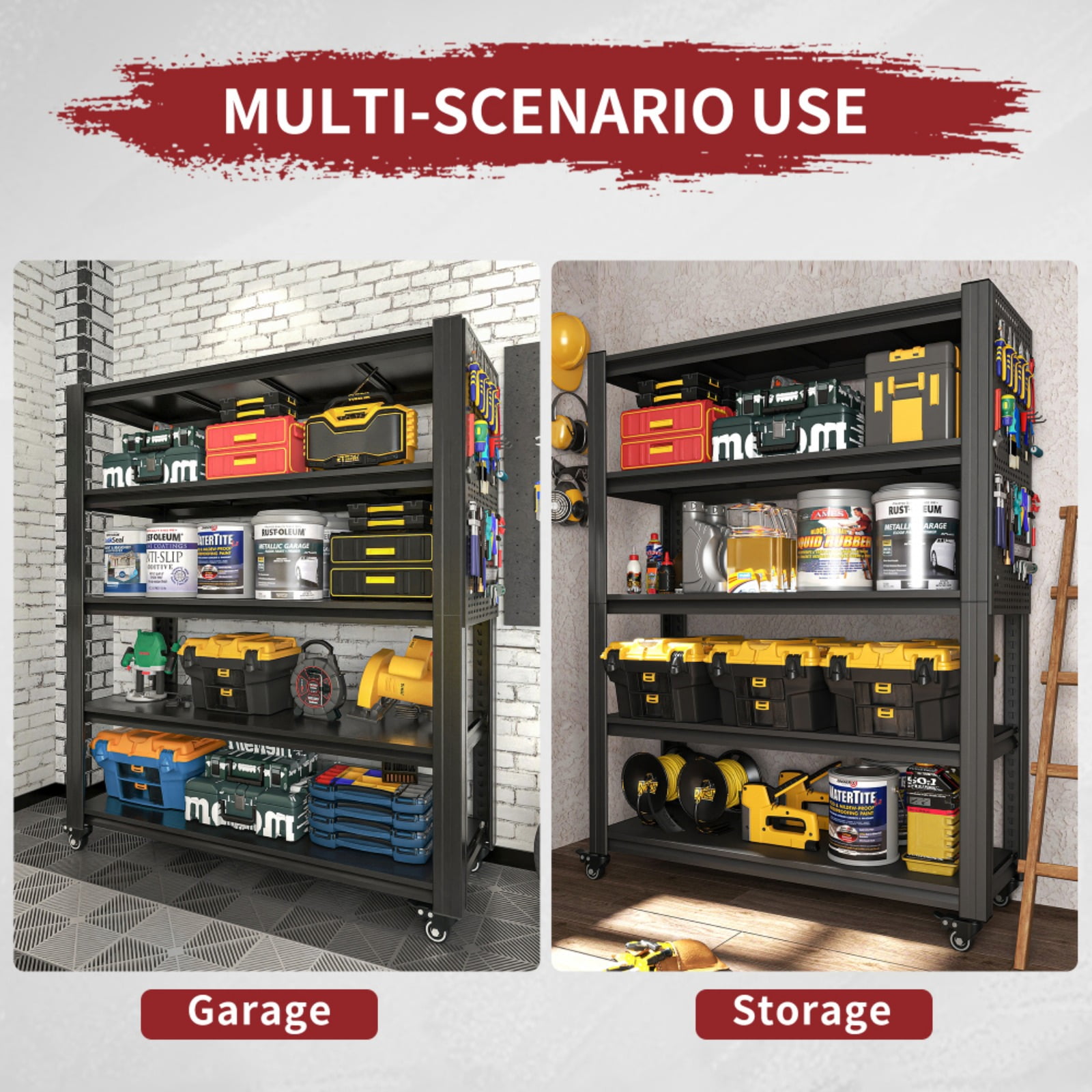 Metal Shelves for Storage Garage Shelving 2000LBS Heavy Duty Storage Shelves Adjustable Garage Shelf Industrial Shelving Unit Storage Utility Rack