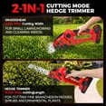 thumbnail image 2 of UNTIMATY Hedge Trimmer Cordless, 2 in 1 Handheld Electric Grass Trimmer, 21V Shrubbery Trimmer with 2 Batteries for Bush,Tree, Garden, Patio,Lawn,Red, 2 of 8
