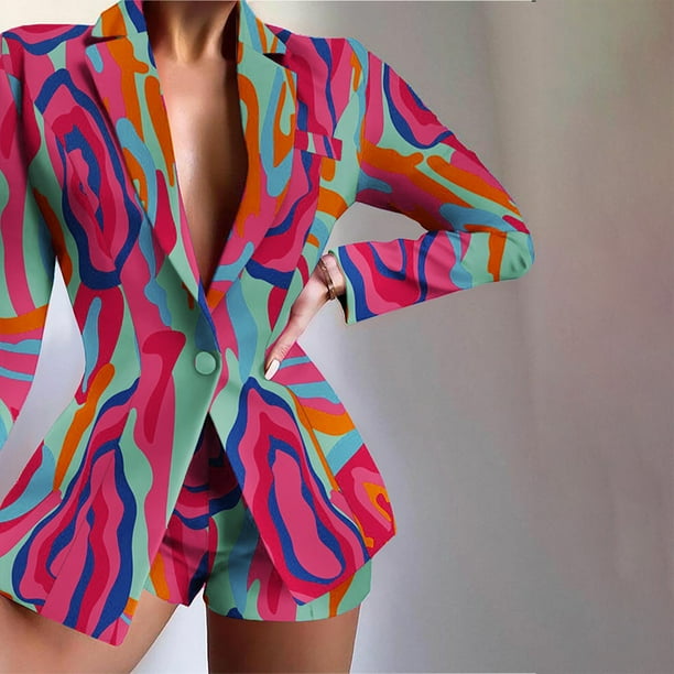 Conjunto de dos piezas de pantalones cortos estampados con cuello