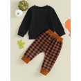 thumbnail image 5 of Baby Boys Girls Thanksgiving Outfit 6M 12M 18M 24M 3Y Toddler Long Sleeve Turkey Print Sweatshirt and Plaid Pants Outfits Newborn 2 Piece Suits, 5 of 10