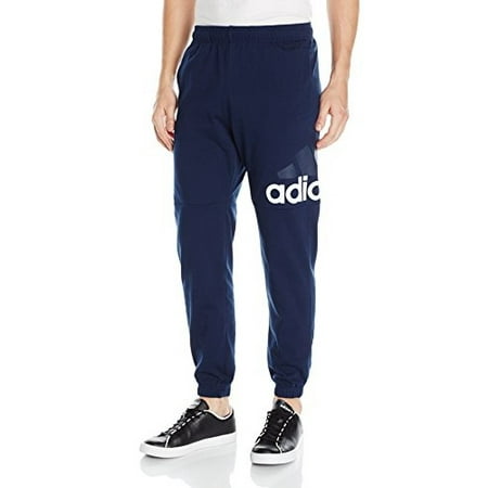 (Size Medium) adidas Men's Essential Logo Tapered Pants - Collegiate Navy/White