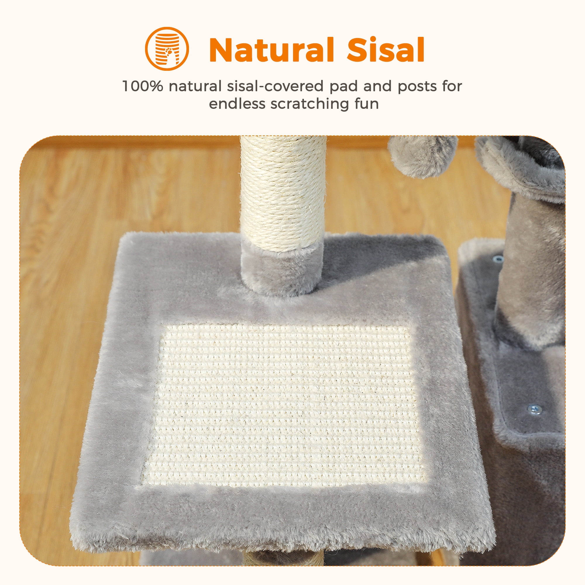 Pefilos 28" Wooden Cat Tree Tower for Indoor Cats, Cat Condo for with Spacious Perch, Fully Wrapped Scratching Sisal Posts, Gray Pefilos 28" Wooden Cat Tree Tower for Indoor Cats, Cat Condo for with Spacious Perch, Fully Wrapped Scratching Sisal Posts, Gray