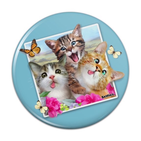 Cats Selfie Picture Pinback Button Pin