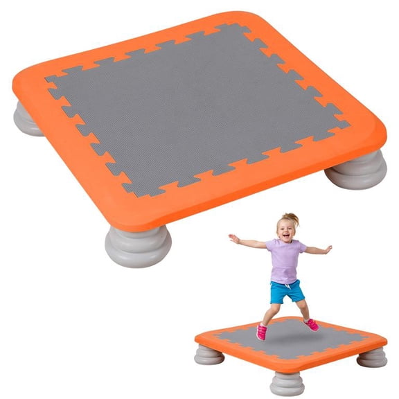 Floseru 25.5 Inch Orange Mini Trampoline, Sensory Bouncer for Toddlers, Non-Slip PU Foam Base, 200lbs Weight Capacity, for Indoor Play, 26 x 26 x 5 Inch