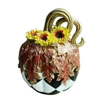 KMMYS Halloween Resin Black White Art Pumpkin Ornament, Festive Party Decoration, Home Decor for Thanksgiving, Unique Fall Decor, Versatile Tabletop Accent