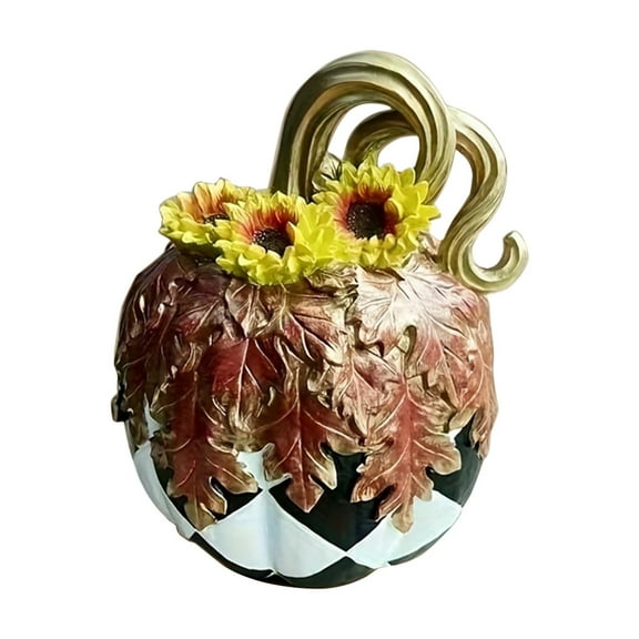 KMMYS Halloween Resin Black White Art Pumpkin Ornament, Festive Party Decoration, Home Decor for Thanksgiving, Unique Fall Decor, Versatile Tabletop Accent