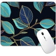 thumbnail image 1 of Square Mouse Pad Golden Leaves, Personalized Premium-Textured Mousepad Design, Washable Lycra Cloth , Non-Slip Rubber Base Computer Pads for Mouse, Line Art, Blue and Green Abstract Design, 1 of 5