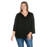 24seven Comfort Apparel Trendy Oversized Plus Size Fashion Hoodie Top