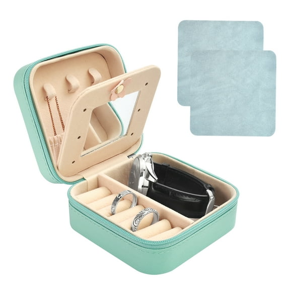 Mini Jewelry Travel Case, Small Portable Jewellry Organizer Box Storage Organizer Portable Display Storage Box for Rings Earrings Necklaces, Gifts for Girl, Women, Mom, Wedding, Birthday(Blue)