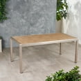 Bridget Outdoor Modern Aluminum Dining Table with Faux Wood Table Top