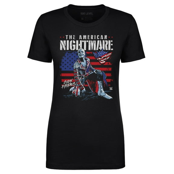Women's 500 Level Black Cody Rhodes American Flag T-Shirt
