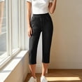 thumbnail image 2 of Capris for Women Elastic Waist New Capri Jeans for Women Pull on Slim Fits Denim Cropped Pants Casual Versatile Stretch Capris with Pockets Black L, 2 of 9