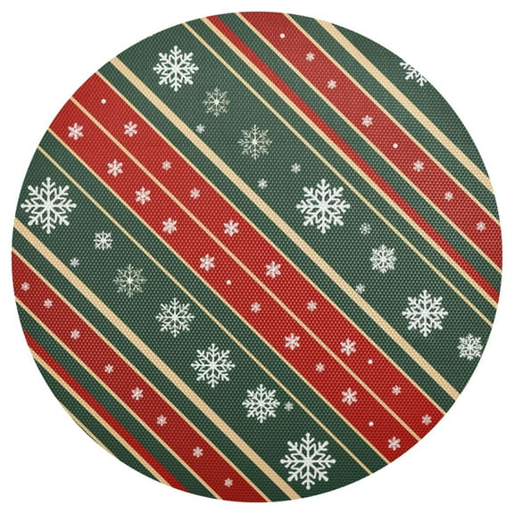 Ryvnso Christmas Snowflake Pattern Round Plate Mats Dining Table Placemat 1 Piece for Holiday Decoration