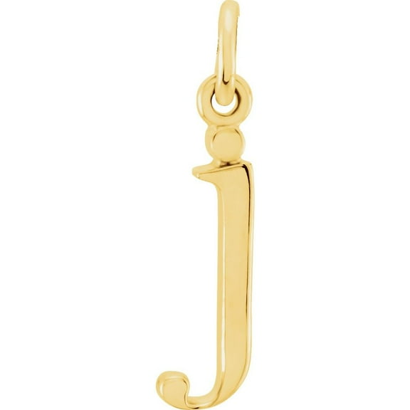 Precious Stars Unisex 14K Yellow Gold Lowercase J Initial Pendant