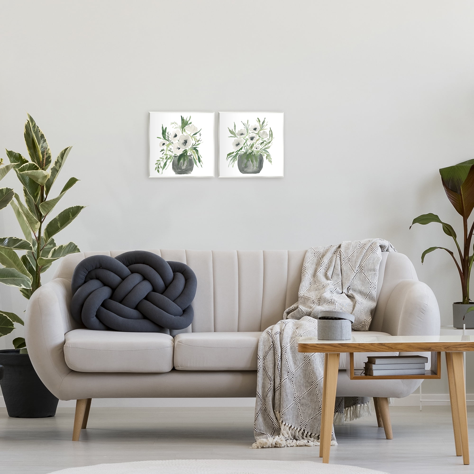 Stupell Industries White Anemone Vases 2 Piece Wall Plaque Art Set, design by Lucille Price