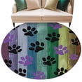 thumbnail image 2 of 8ft Washable Large Round Rug, Colorful Dog Non-Slip Circle Area Rug for Living Room Dining Room, Paw Prints on The Board Indoor Floor Mat for Home Decor, 2 of 9