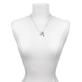 thumbnail image 3 of Delight Jewelry Silvertone White Plumeria Flower - Love and Lock Charm Necklace, 18"+1", 3 of 4
