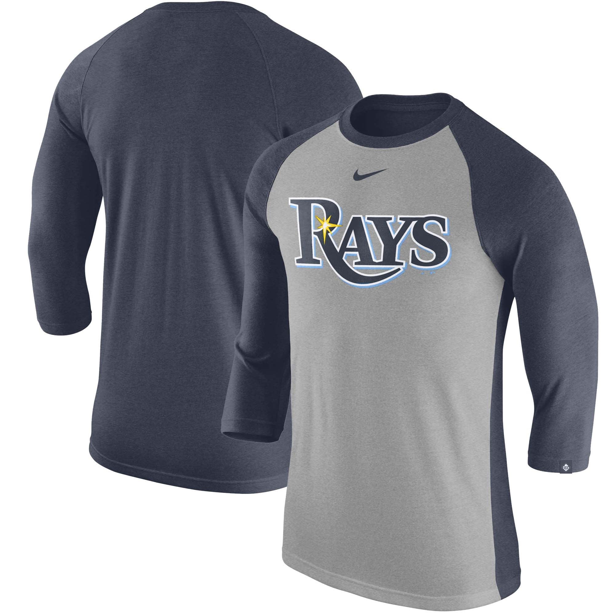 Tampa Bay Rays Nike Wordmark Tri-Blend Raglan 3/4-Sleeve T-Shirt - Gray ...