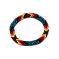 thumbnail image 2 of Native Inspired Tribal Fire Diamond Pattern Guatemalan Czech Glass Seed Beaded One Size Fits All Bangle Bracelet - Womens Fashion Handmade Jewelry Boho Accessories, 2 of 3