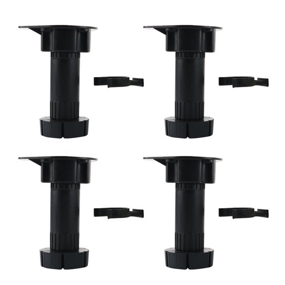 Unique Bargains Adjustable Black Plastic Kitchen Cabinet Cupboard Plinth Foot Leg 4Pcs