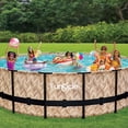 thumbnail image 2 of Funsicle 16ft x 48in Round Oasis Designer Above Ground Pool, Oak Herringbone with SkimmerPlus Filter Pump, Age 6 & up, 2 of 10
