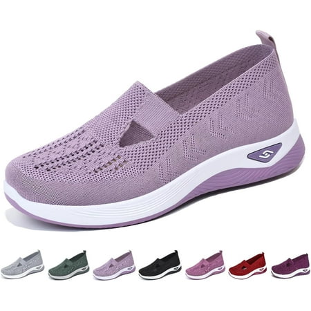 

Women s Woven Orthopedic Breathable Soft Shoes Go Walking Slip on Diabetic Foam Shoes Hands Free Slip in Sneakers Arch Support Casual Comfortable