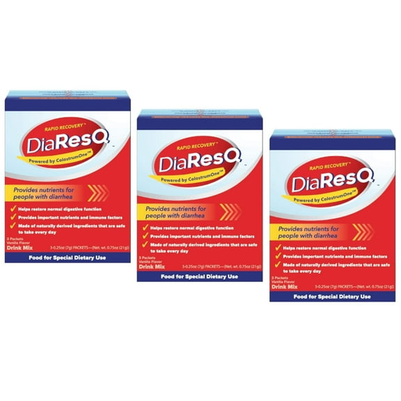 DiaResQ Rapid Recovery Diarrhea Relief - 3 Packets, Pack of 3