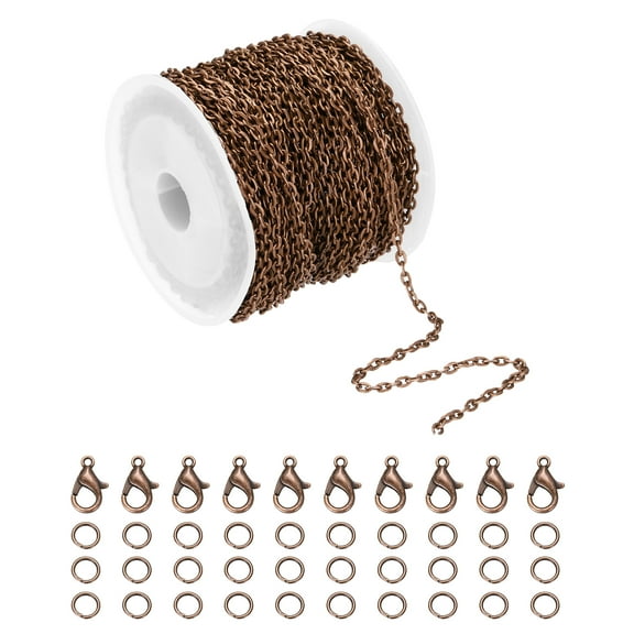 39ft Dark Brown Chain for Jewelry Making with Jump Ring and Lobster Clasp-0.08in