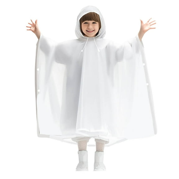 Reusable Kids Rain Poncho with Hood and Button Closure, 2 Pack EVA Rain Coats for 6-13 Year Old Boys and Girls, All Seasons Outdoor Protection