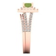 thumbnail image 3 of 3.05ct Brilliant Emerald Cut Natural Peridot 14K Rose Gold Halo Solitaire with Accents Engagement Bridal Wedding Ring Band Set size 8.75, 3 of 7