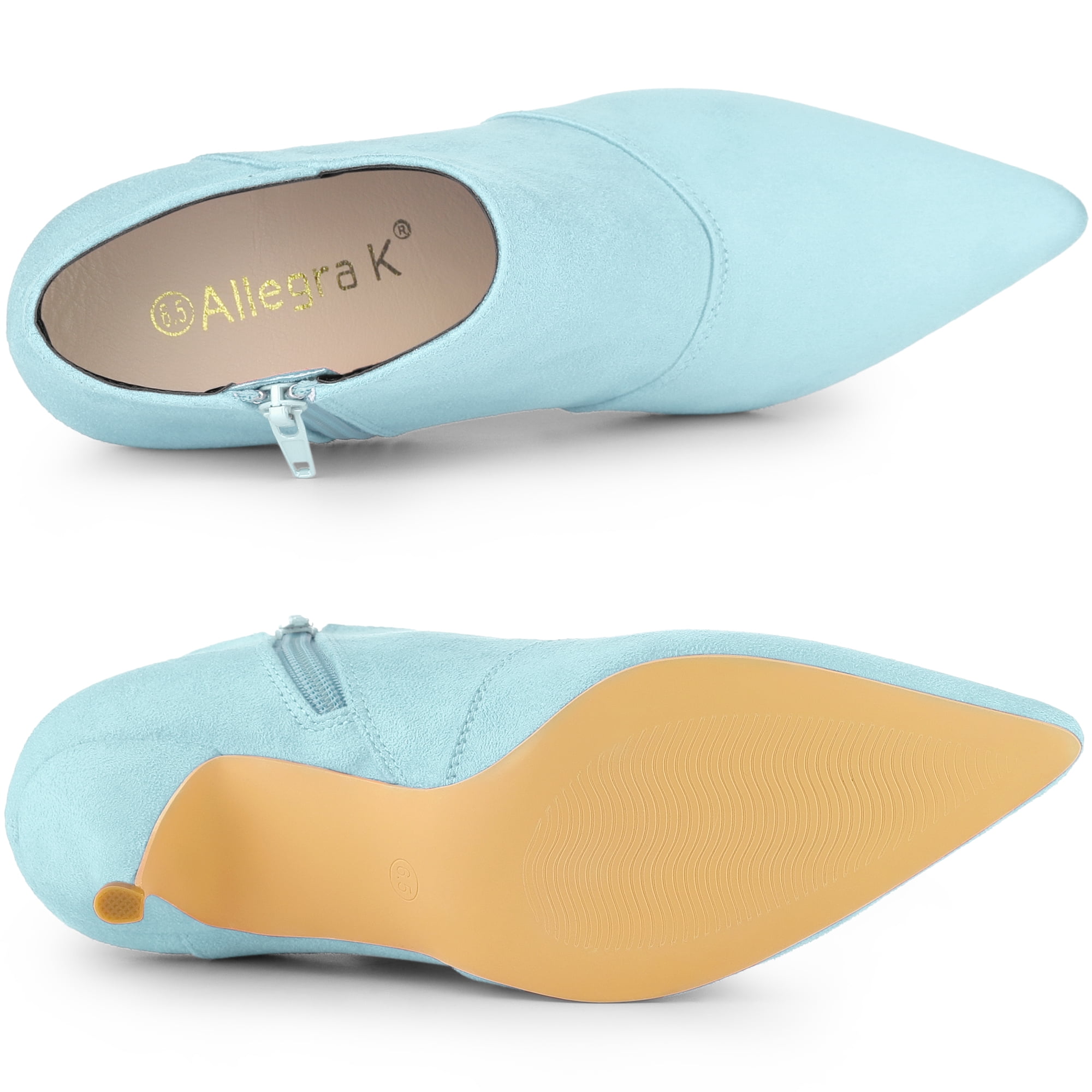 DARING DIVA Women's Pointed Toe Kitten Heel Cutout Ankle Boots Sky Blue 6.5