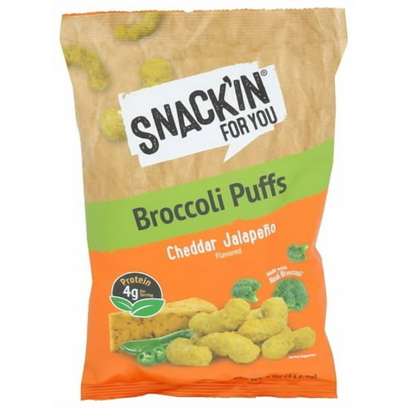 Pack of 12 Snackin For You Puffed Broccoli Cheddar Jalapeno 4 oz