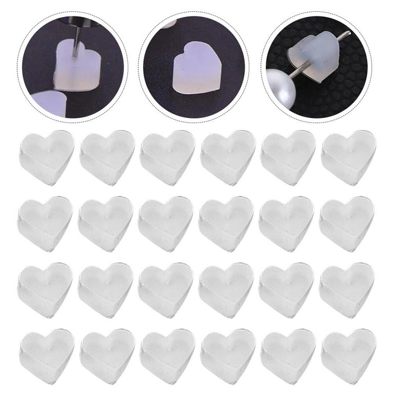 100Pcs Heart Shaped Clear Earring Backs Silicone Earring Backs Stoppers for  DIY Jewelry Earrings