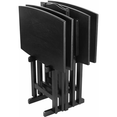 Bay Shore Collection 5-Piece Curve Edge Tray Table Set, Multiple Colors