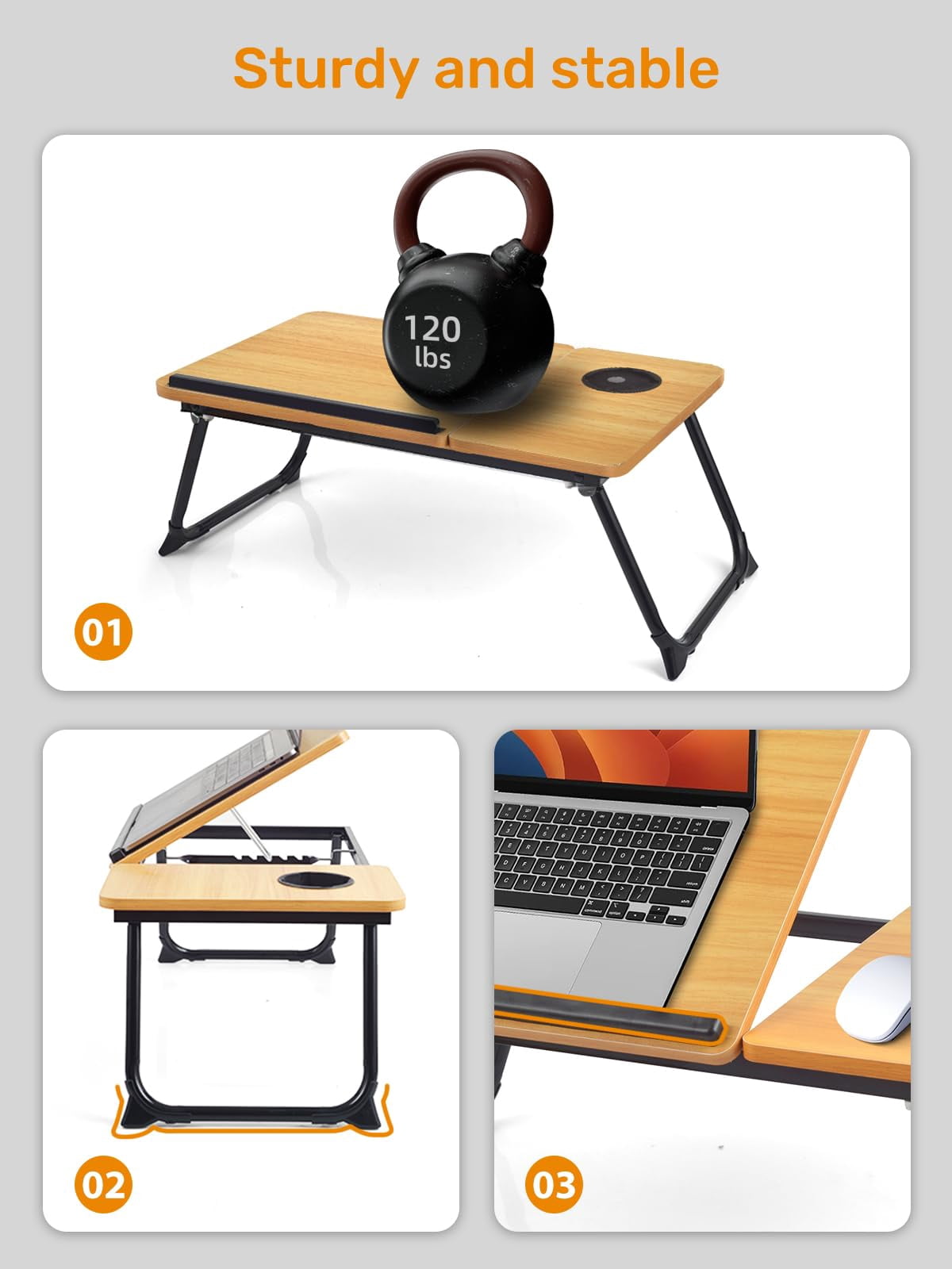 Lap Desk For Couch/sofa/floor  5-angle Adjustable Bed With Foldable &cup Holder Light Weight Tray Table Writing/eating/reading Portable Laptop Stand Adults
