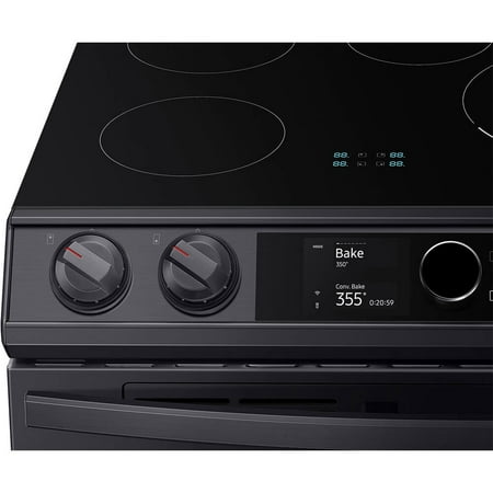 Samsung - 6.3 cu. ft. Slide-In Induction Range with WiFi, Flex Duo™, Smart Dial & Air Fry - Black stainless steel
