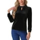 thumbnail image 1 of Blusa elegante casual de terciopelo para mujer con cuello alto y mangas largas en negro, 1 of 5