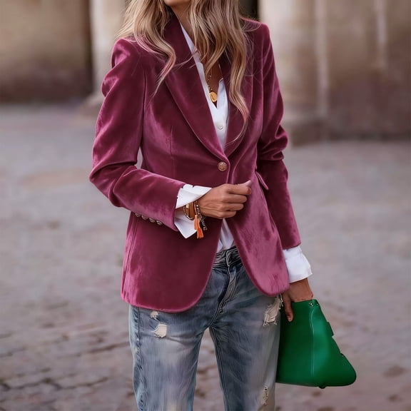 Pyhlmscde Women's Velvet Button Up Jacket, Womens Tops, Velvet Suit Women, Jackets for Women