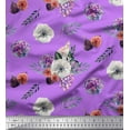 thumbnail image 1 of Soimoi Silk Fabric Fig,Succulent & Anemone Flower Print Fabric by Yard 42 Inch Wide, 1 of 1