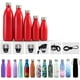 thumbnail image 3 of Botella de bebida de acero inoxidable 304, termo de doble capa, para deportes, al vacío, para exteriores, 500 ml, color rojo milenario, 3 of 5