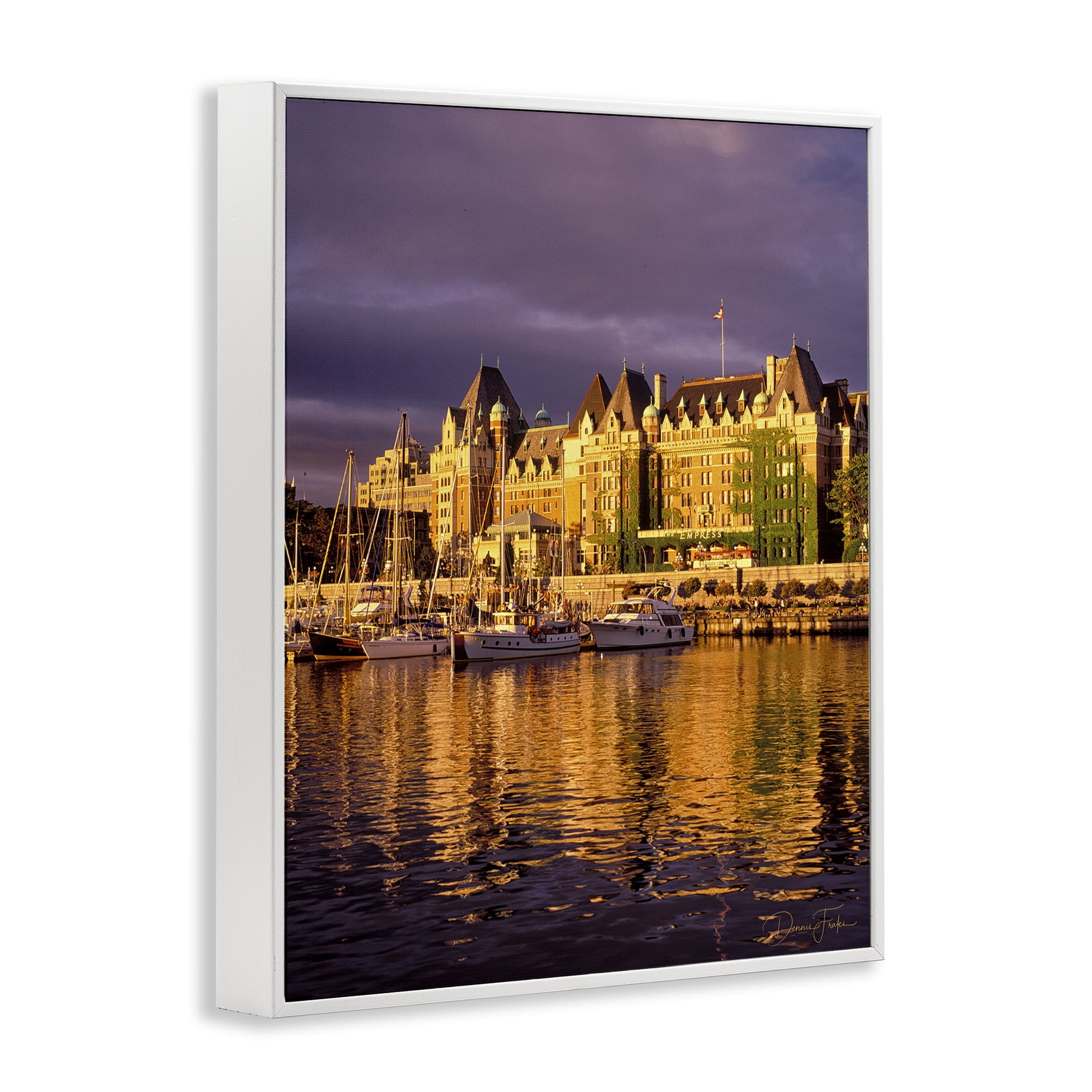 Stupell Industries City Boat Harbor Town & City Photography White Framed Art Print Wall Art, 16 x 20