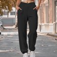 thumbnail image 2 of TTUHYWXI Women Sweatpants with Pockets Casual Low Rise Elastic Waisted Comfy Relaxed Fit Workout Joggers (Black, XXL), 2 of 4