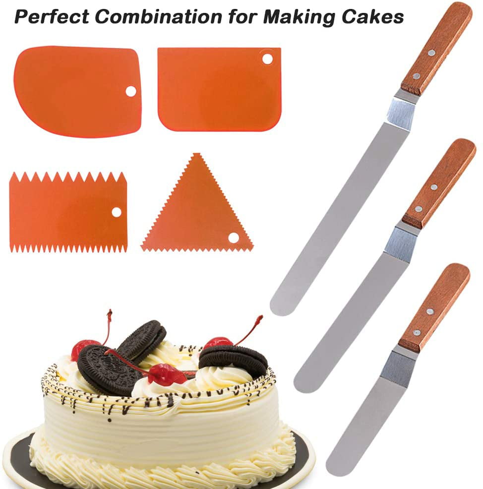 Details about   7pcs/Set Cake Scraper Cake Edge Decorating Tool Scrappers Smoother Cutter Set.. 