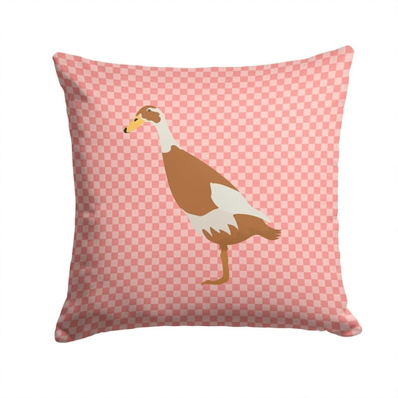 Indian Runner Duck Pink Check Fabric Decorative Pillow